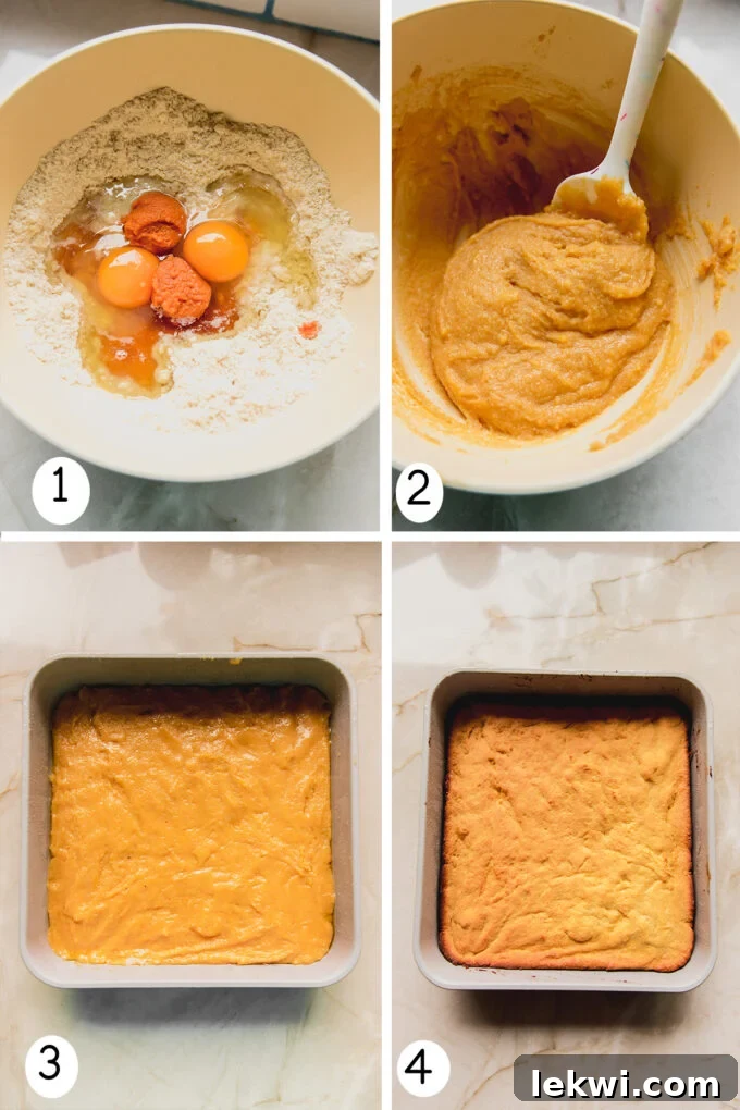 Collage of mixing and baking "corn" bread.