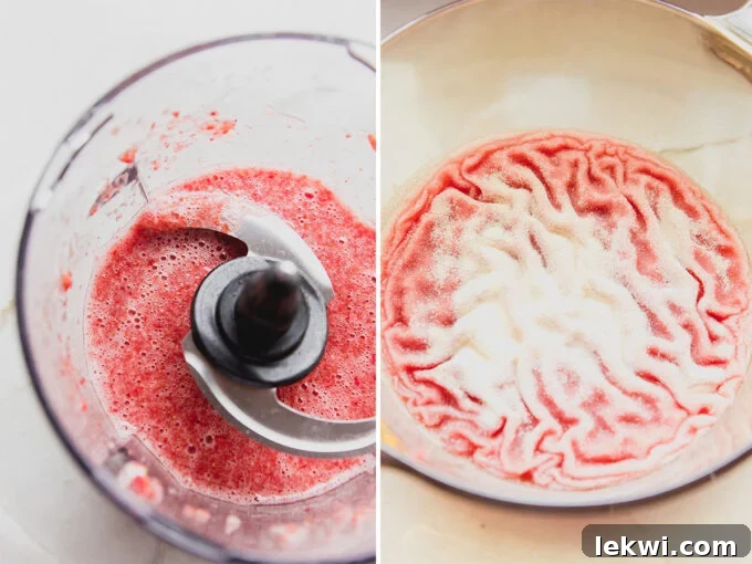 Fruit juice in a food processor and then hardened with gelatin.