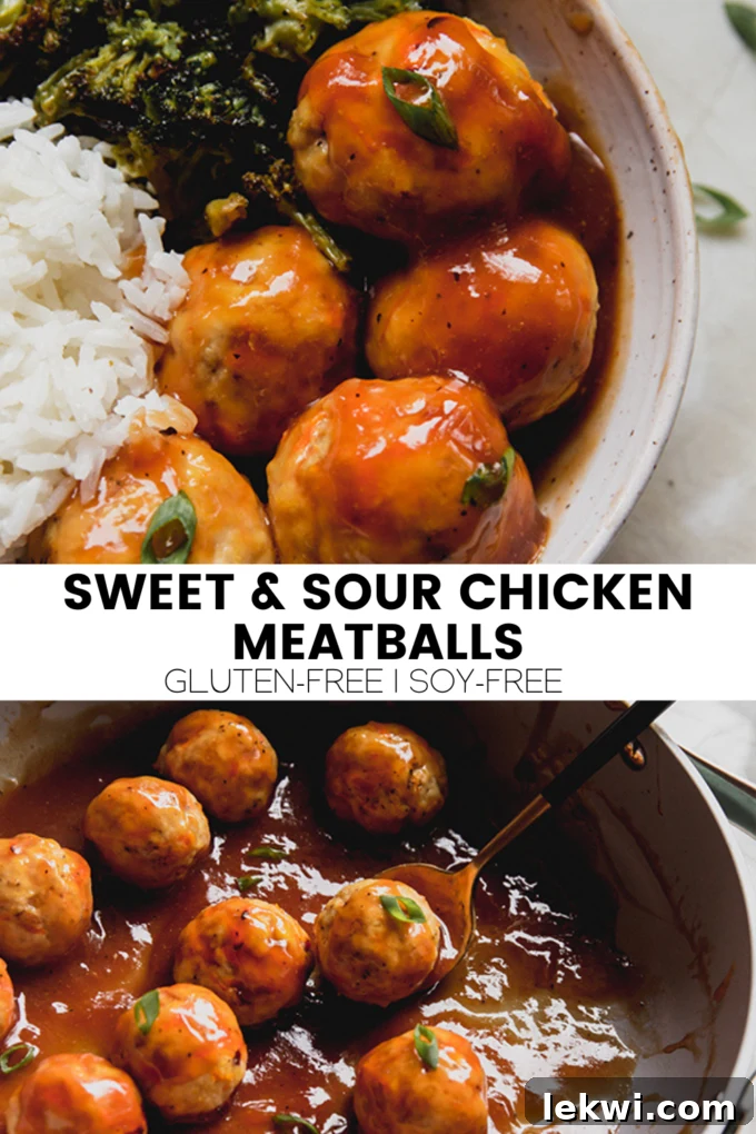 A final beauty shot of the sweet & sour chicken meatballs, vibrant and enticing.