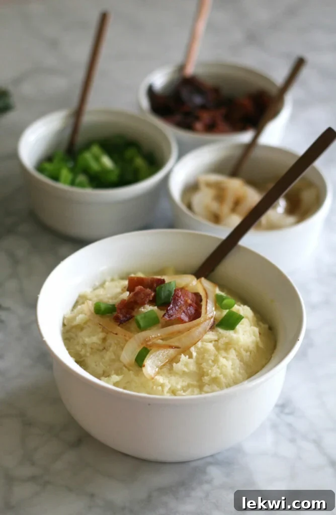 Mashed Parsnips with Bacon, Caramelized Onions, and Green Onions