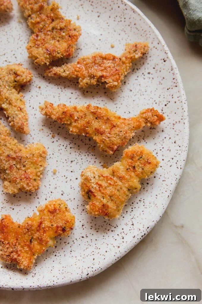 Plate of gluten-free dino nuggets.