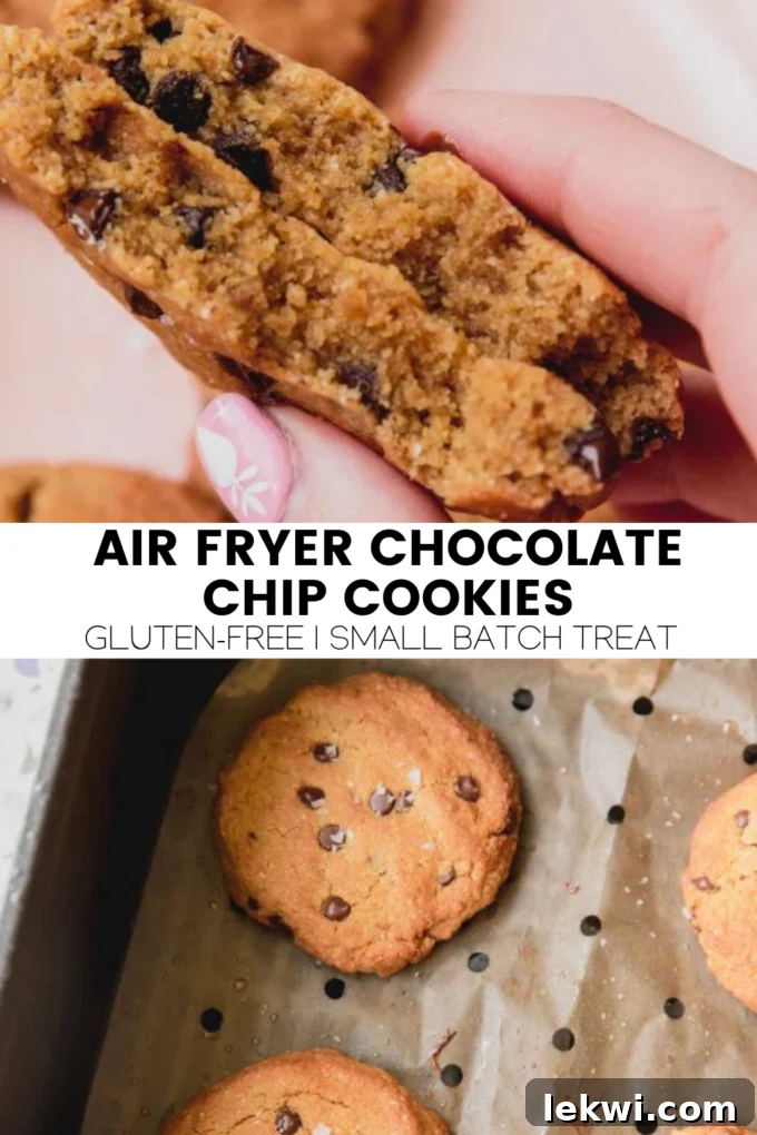 A large image of Air Fryer Chocolate Chip Cookies, invitingly presented.