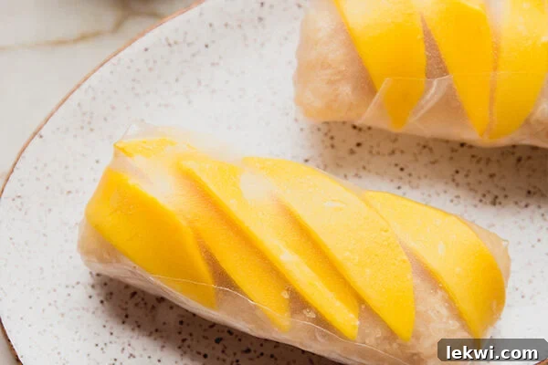 Sweet and refreshing Mango Sticky Rice Rolls, a healthy and vibrant dessert alternative.