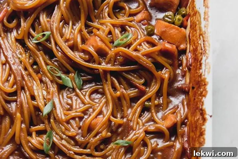Delicious Baked Honey Garlic Chicken and Noodles, a quick and easy gluten-free meal.