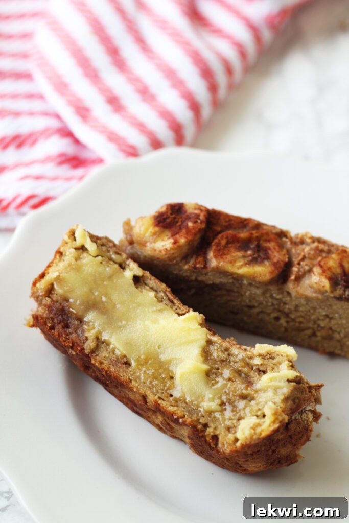 Plantain Banana Bread with banana slices on top