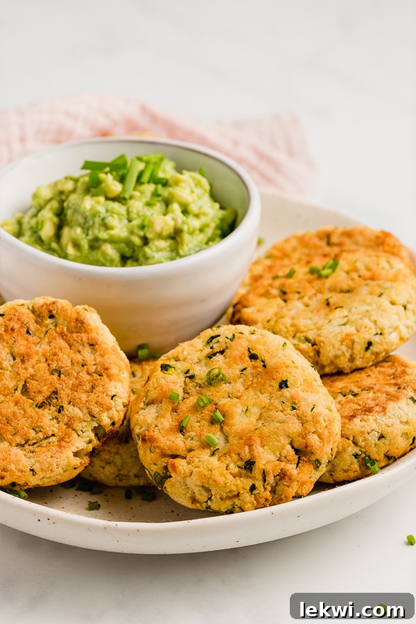 baked veggie nuggets on plate with guacamole