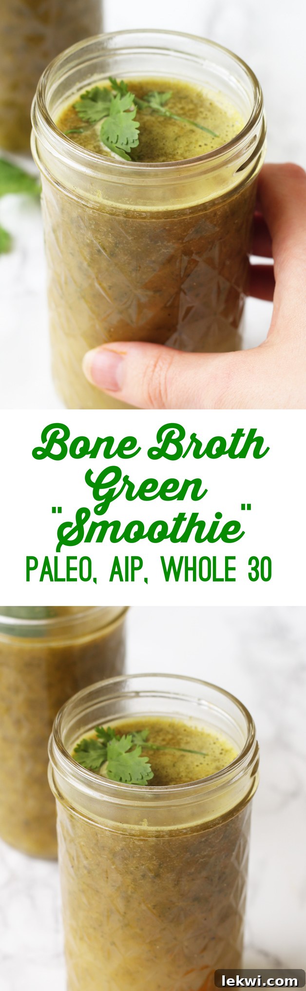 Bone Broth Green "Smoothie" Drink (Paleo, AIP, Whole 30) - a perfect healthy beverage option.
