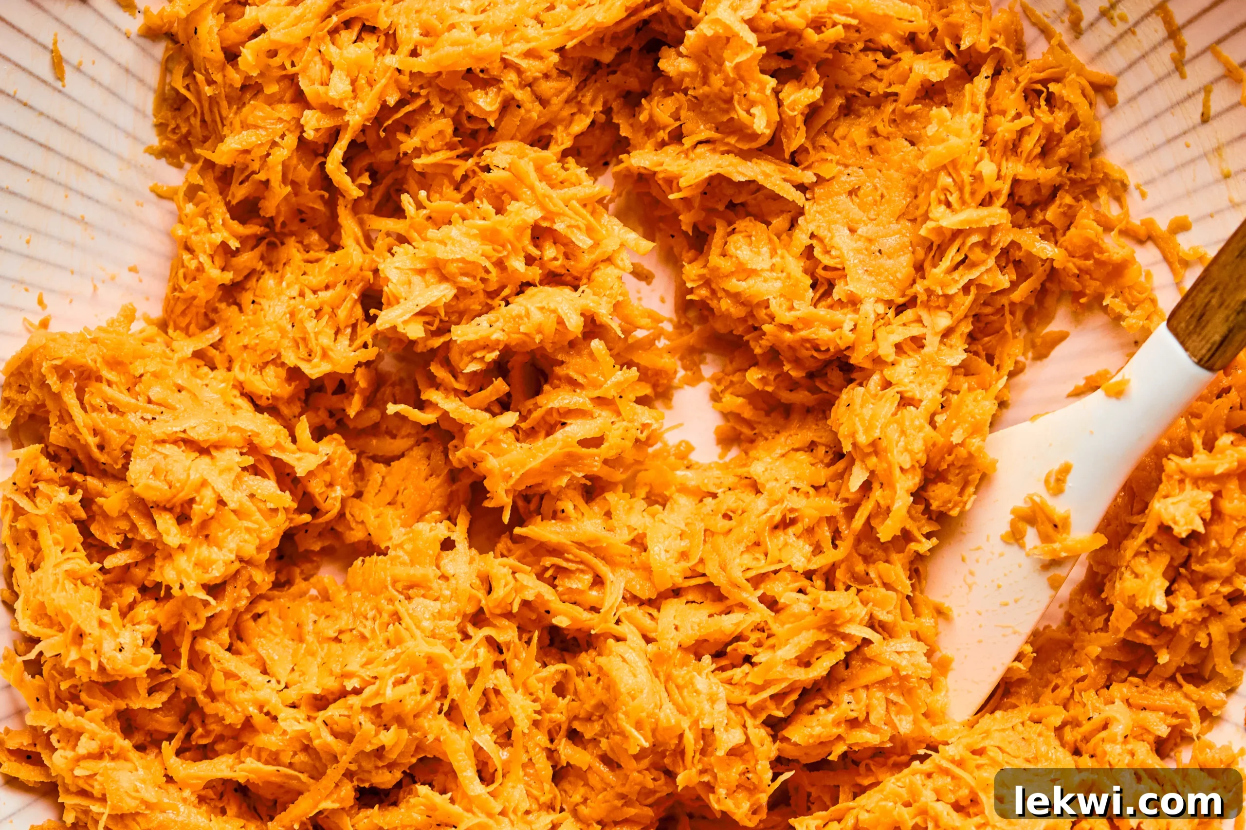 Shredded sweet potato mixed with egg, tapioca starch, and avocado oil for the crust.