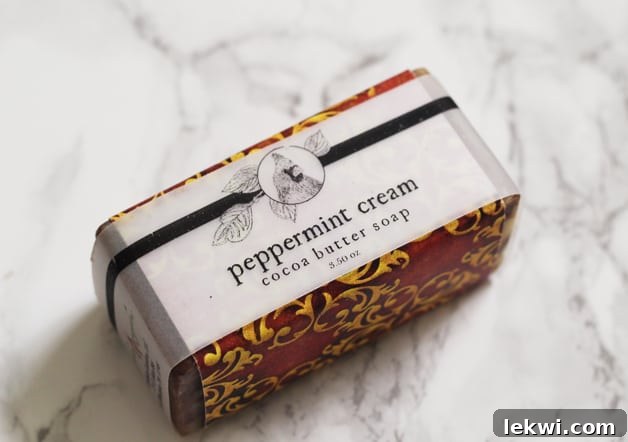 A par of peppermint cream cocoa butter soap.