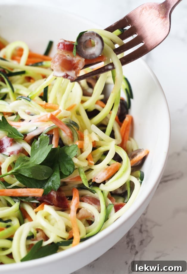Bacon Ranch Zucchini Noodle Pasta Salad (Paleo, AIP, Whole 30)