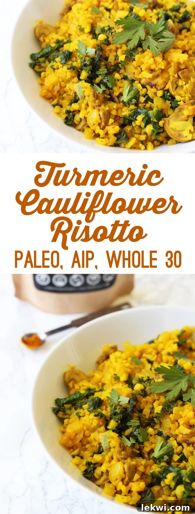 Turmeric Cauliflower Risotto (AIP, Paleo, Whole30)