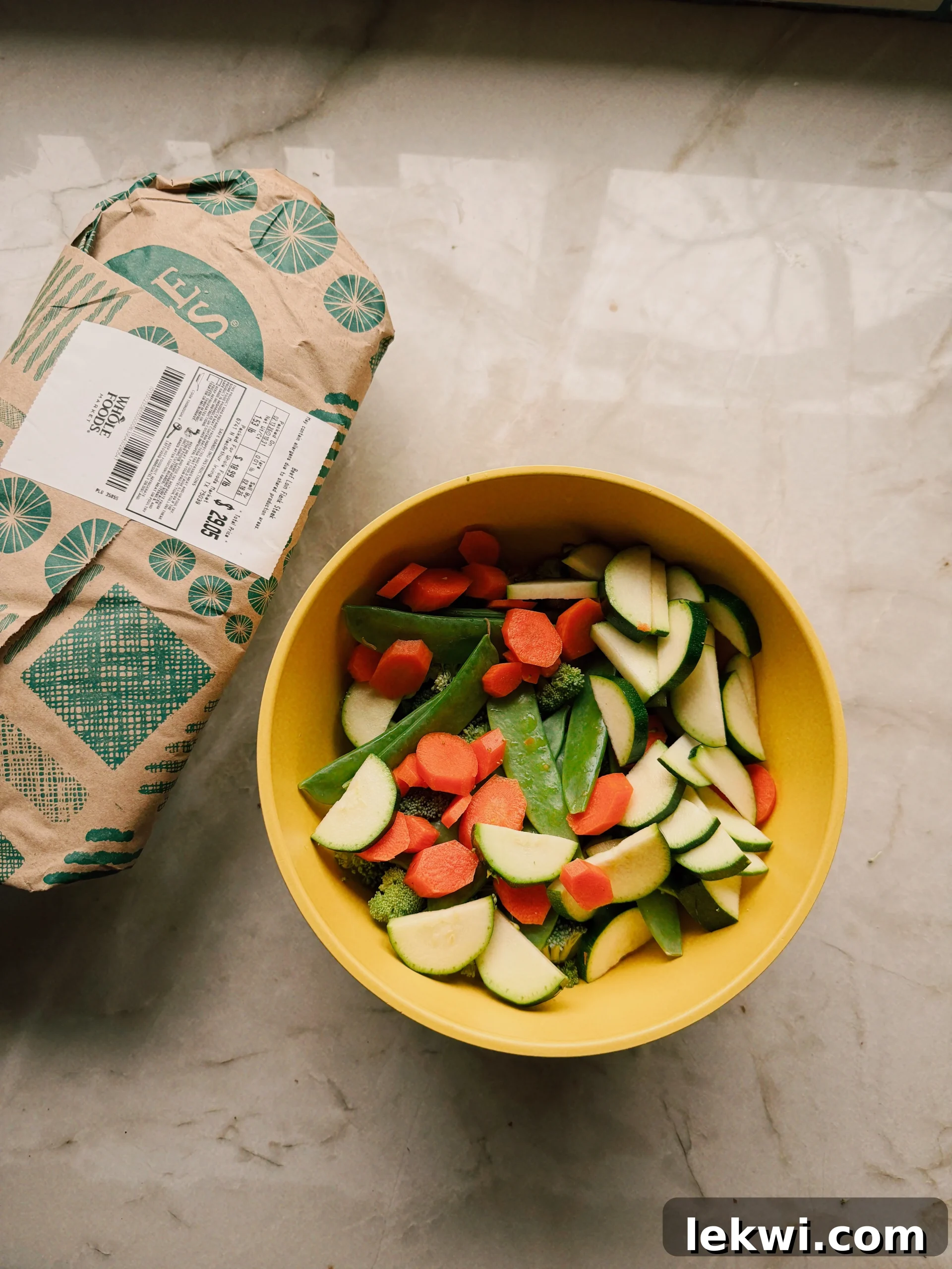 Wok-Tossed Gluten-Free Beef Noodles 4 The ingredients needed for beef noodle stir fry on a counter before cooking begins.