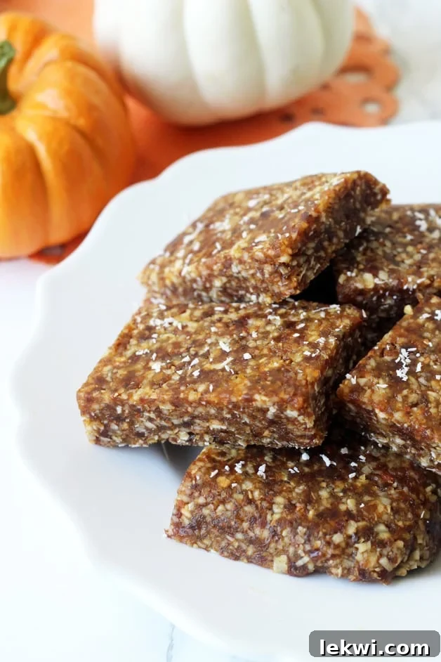 Delicious Pumpkin Energy Bars Stacked on a Plate