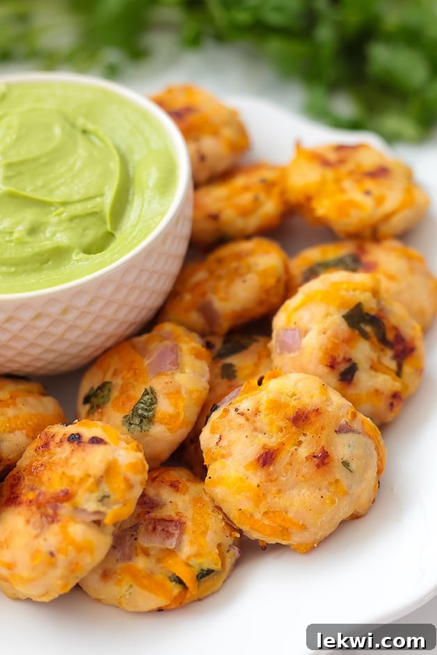 Flavorful Mexican Chicken Poppers (Paleo, Whole30, AIP) with dipping sauce