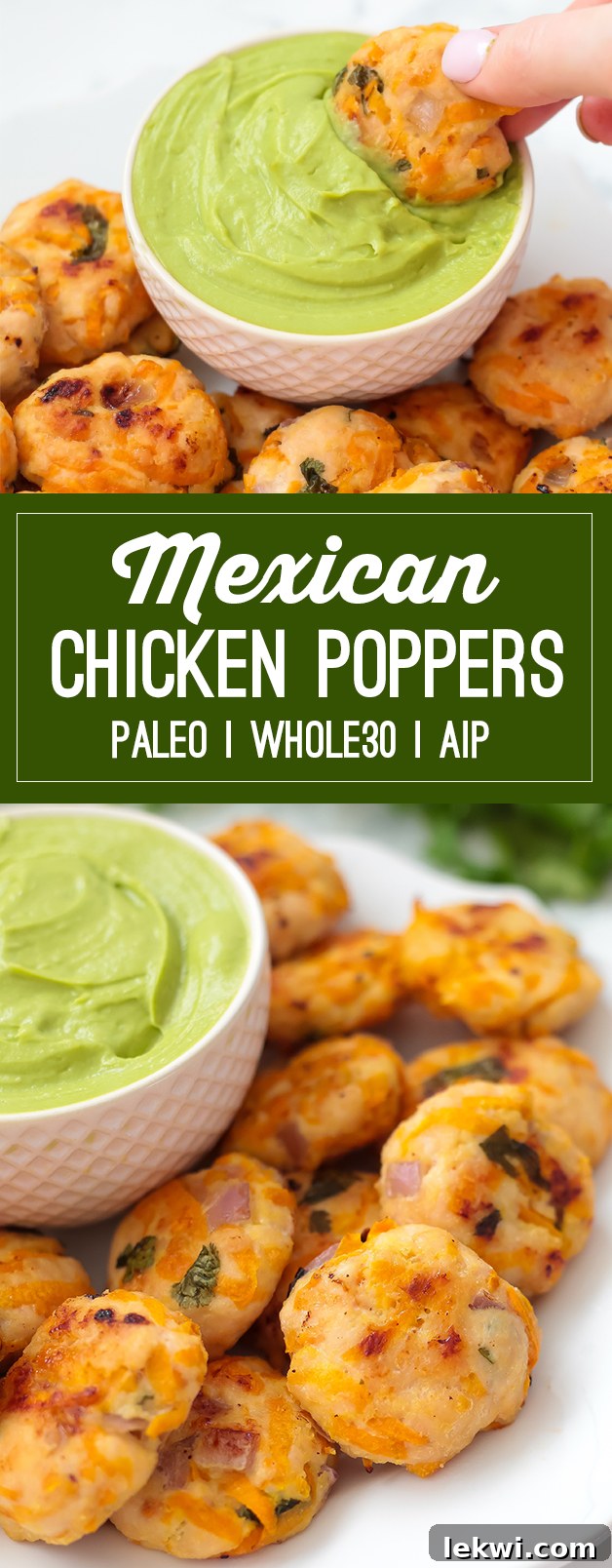Pinterest-friendly image of Mexican Chicken Poppers (Paleo, Whole30, AIP)