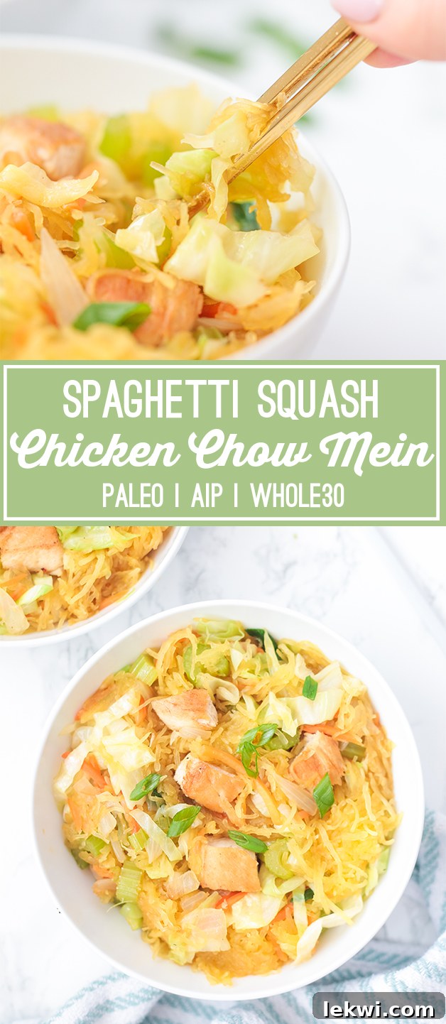 Spaghetti Squash Chicken Chow Mein (Paleo, Whole30, AIP)