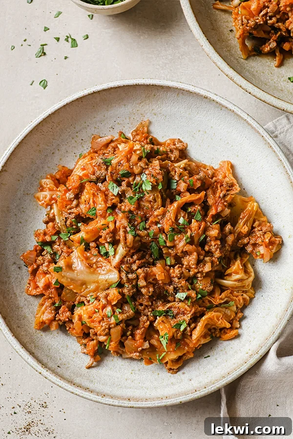 Plate of unstuffed cabbage roll.