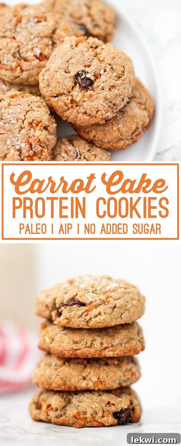 Paleo Carrot Cake Protein Cookies beautifully presented, emphasizing their healthy and delicious appeal.