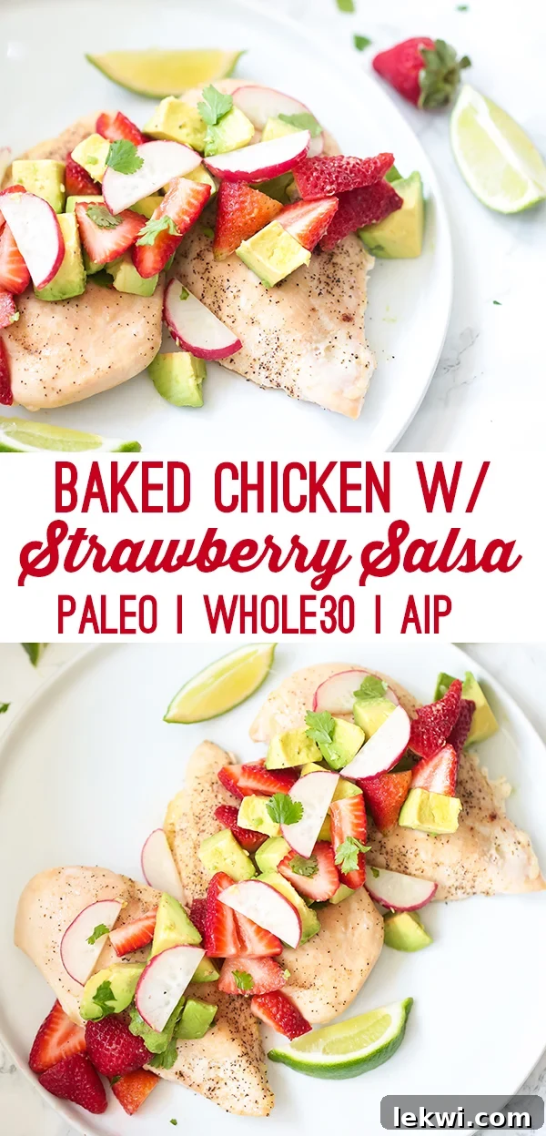 Baked Chicken with Strawberry Avocado Salsa (Paleo, Whole30, AIP)