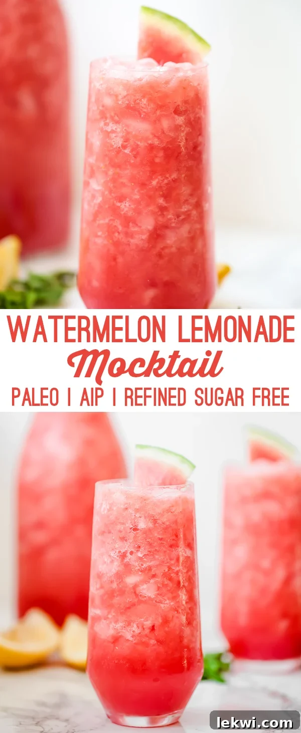 Watermelon Lemonade Mocktail (Paleo, AIP, Refined Sugar Free) - a perfect summer drink.