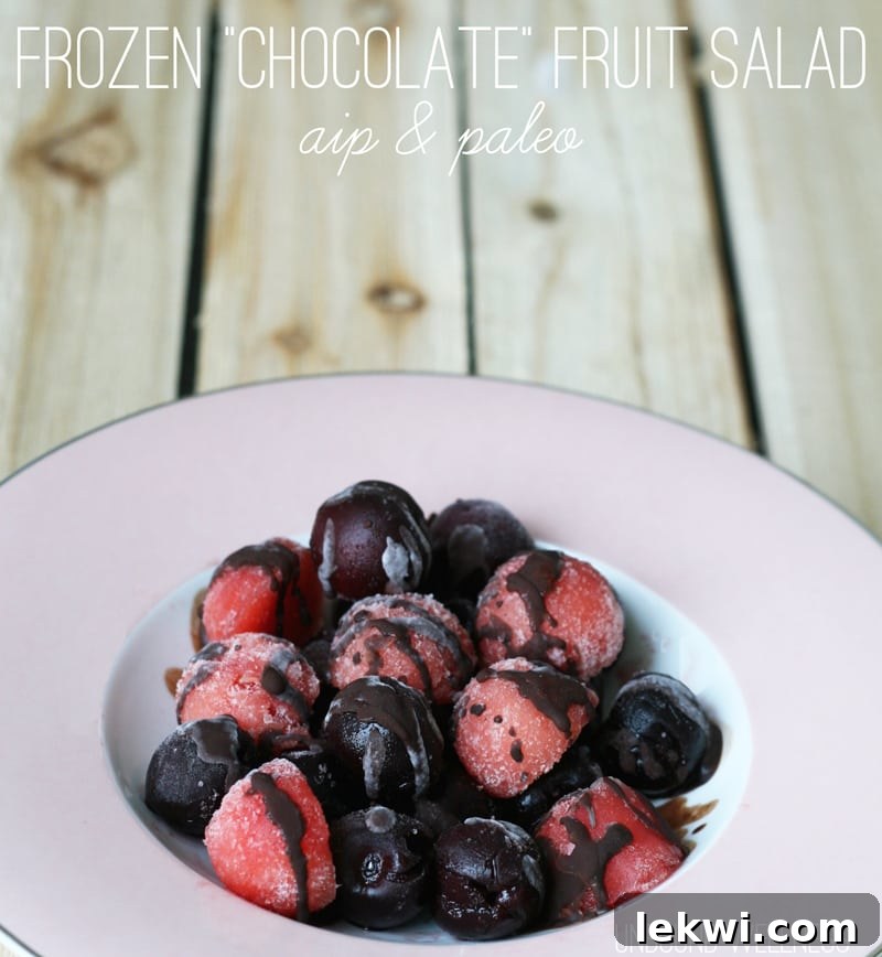 Close-up of Frozen Chocolate Fruit Salad (AIP, Paleo)
