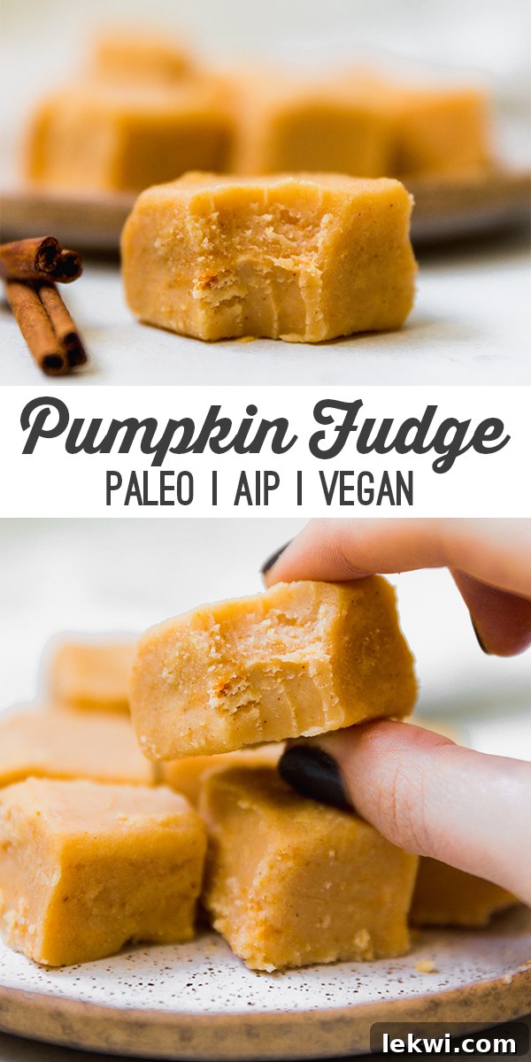 A beautifully styled flat lay of Paleo Pumpkin Fudge, ready for a Pinterest pin