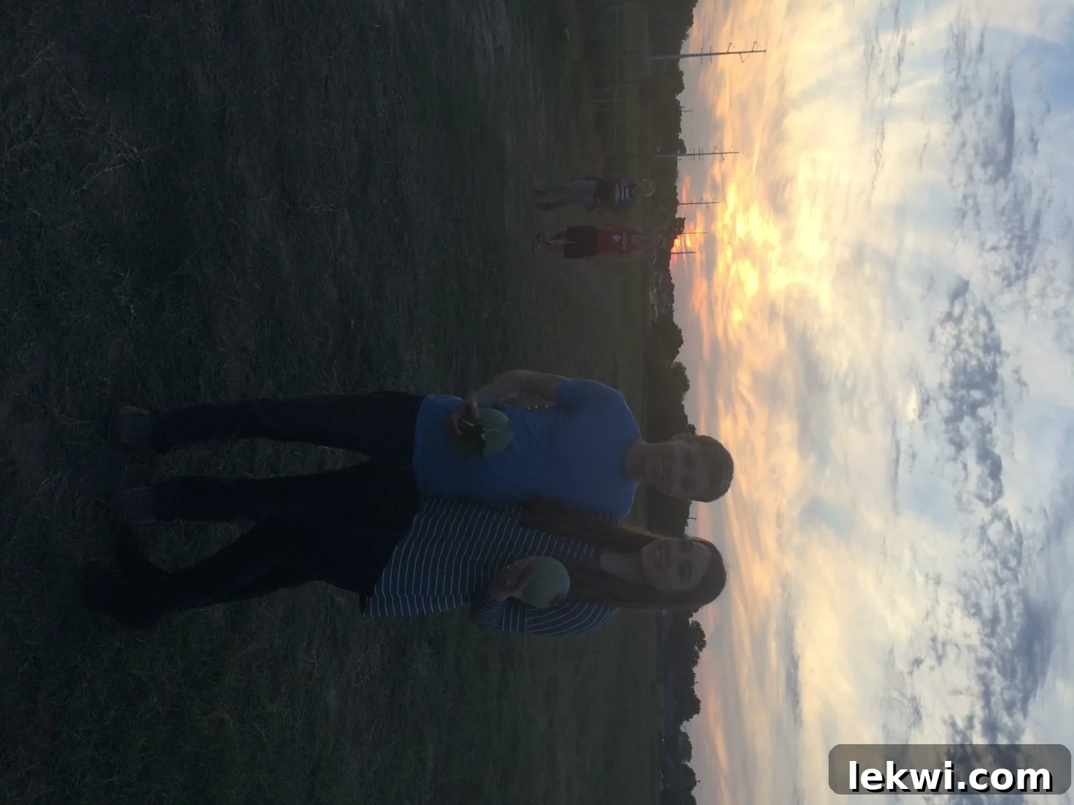 Autumn Harvest: Johnson's Organic Garden Tour and Potluck 10 Michelle and Daniel, enjoying a serene moment in a field at sunset during their Johnson's Backyard Garden date night.