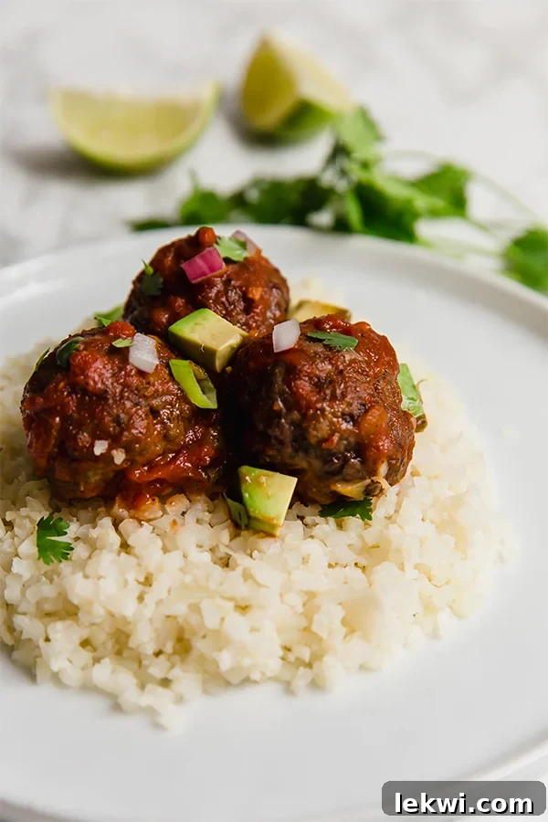 enchilada meatballs on cauliflower rice