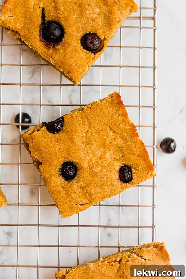 A stack of Pumpkin Blueberry Breakfast Bars ready to be enjoyed