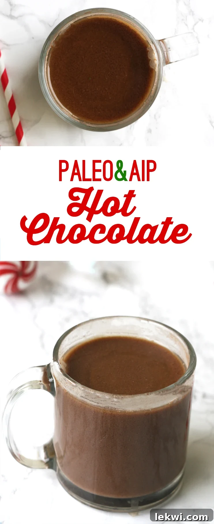 AIP Paleo Hot "Chocolate" in a mug, garnished with coconut cream.