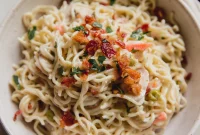 Creamy Bacon Ranch Ramen Bake