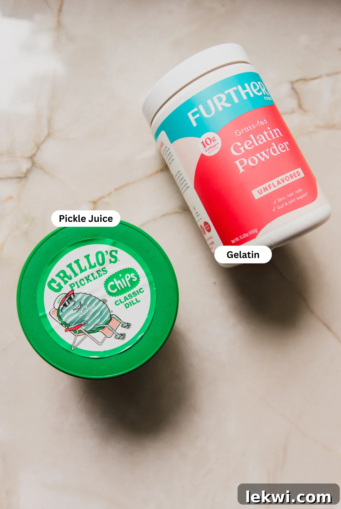 The ingredients for pickle gummies on the counter before making them.